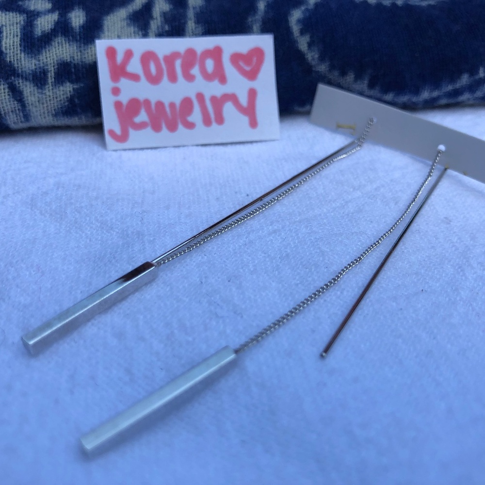 Double Sided Dangly Silver Bar Earring